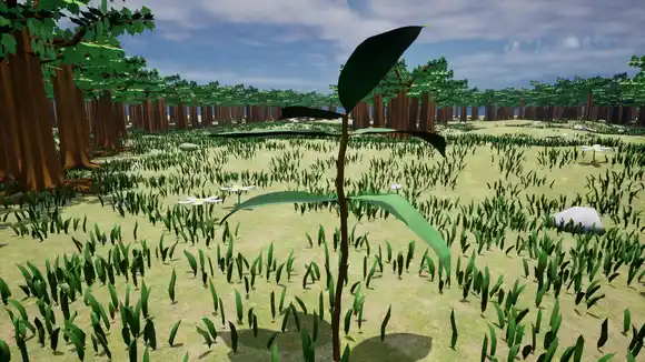 Screenshot de Little Plant montrant une plante au milieu d'une plaine