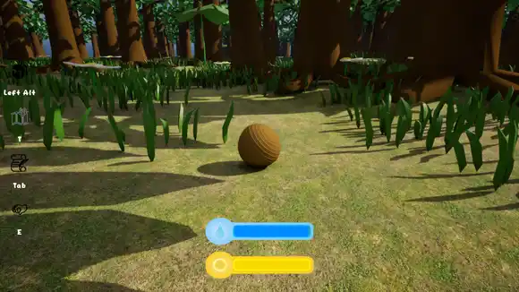 Screenshot de Little Plant montrant une graine en train de rouler